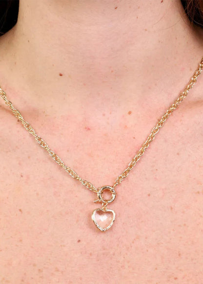Collana in Metallo color oro con cuore bianco