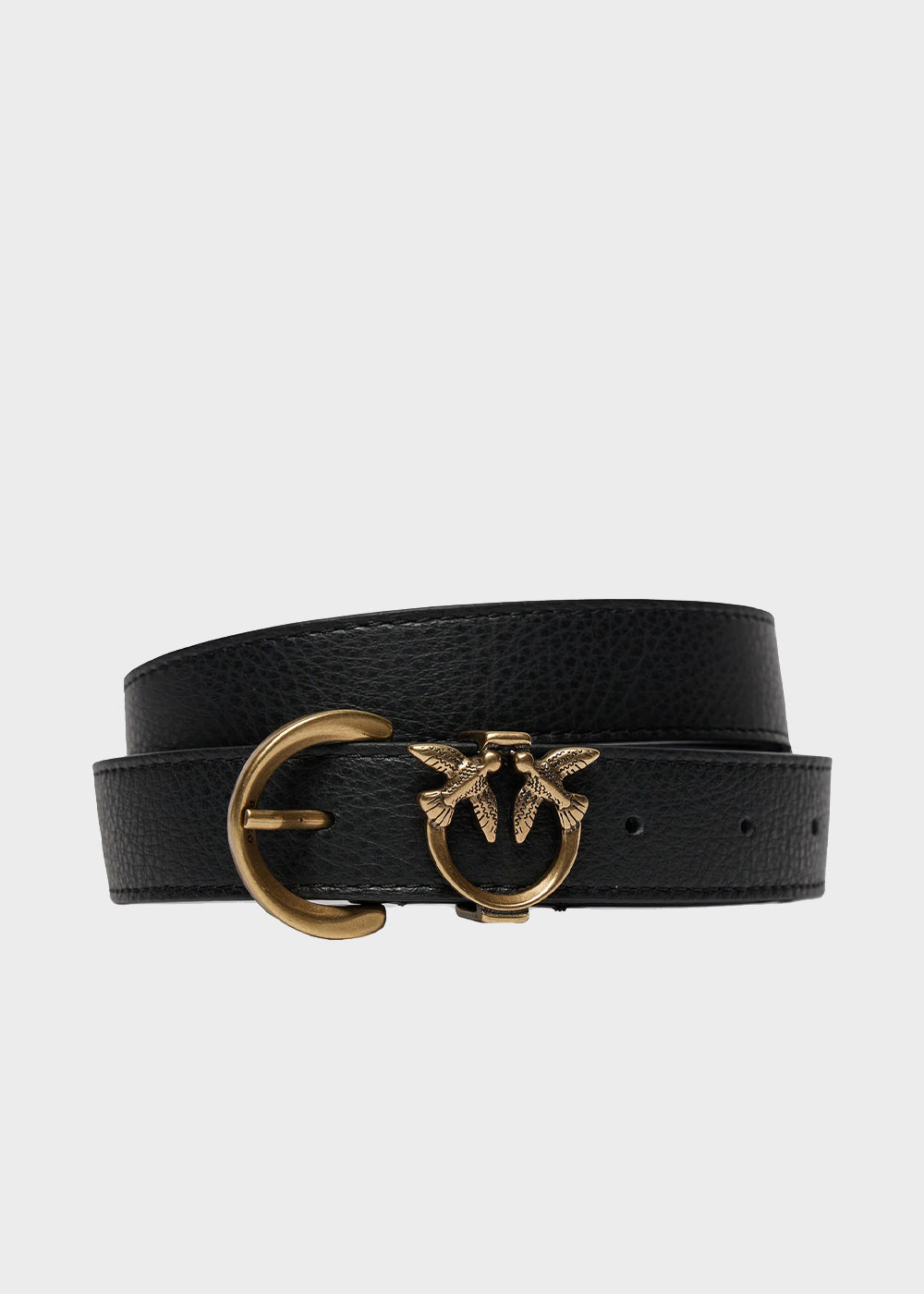 2.5 cm Love Birds Detail Tumbled Leather Belt