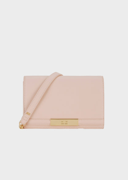 Clutch bag with shoulder strap and logo