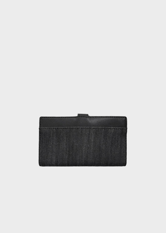 Portacarte con portamonete Bifold Greenwich in tessuto Denim nero