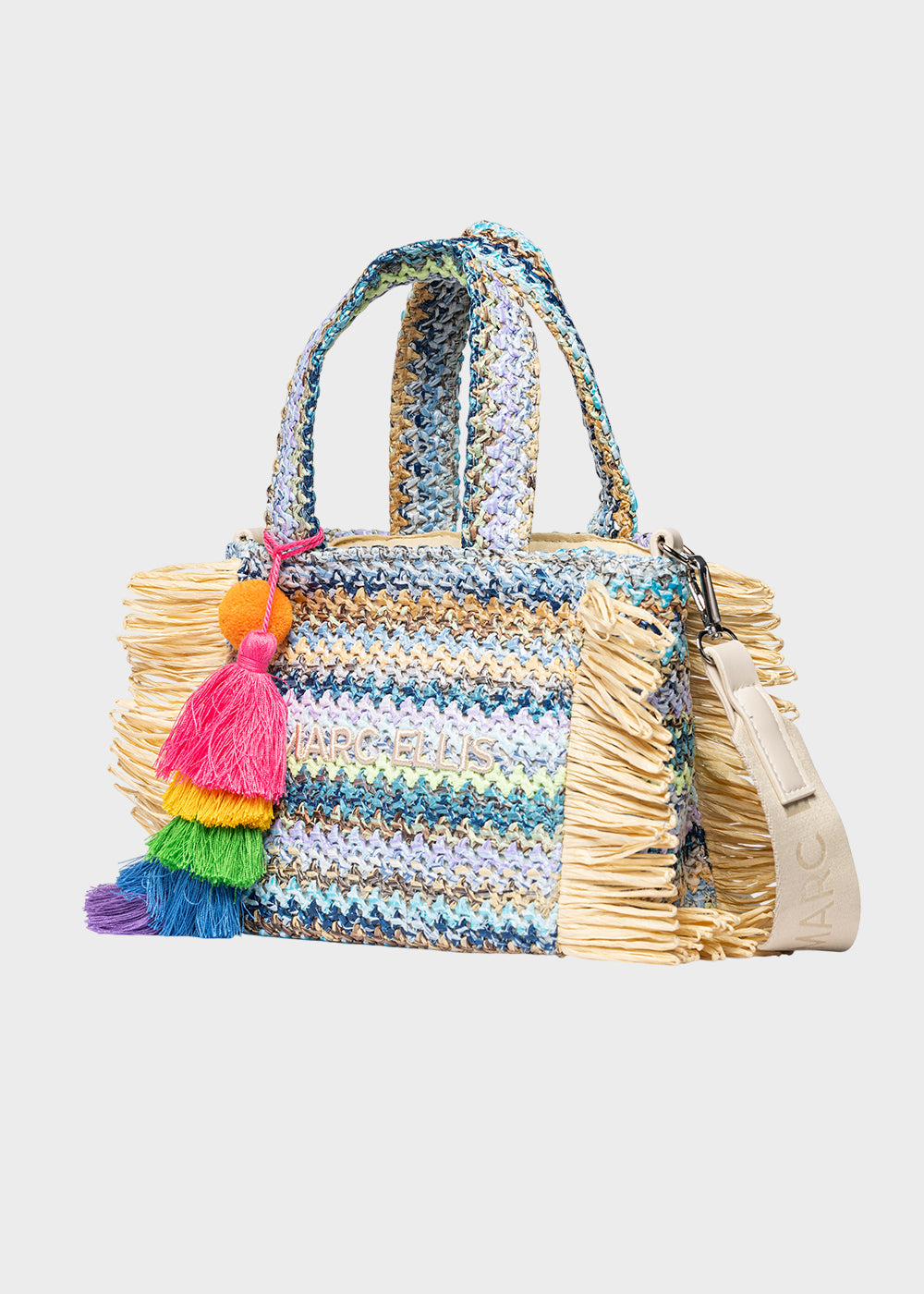 Borsa da Mare piccola Buby S.Claire S in effetto rafia, con tracolla