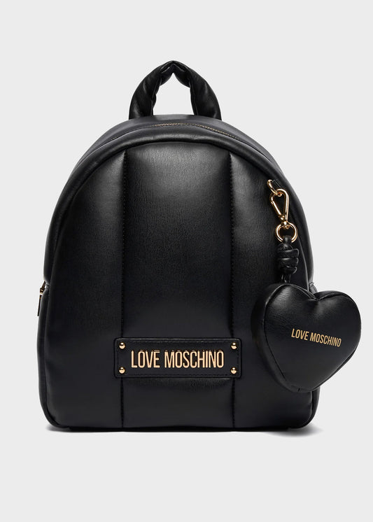 Soft backpack with logo and heart pendant