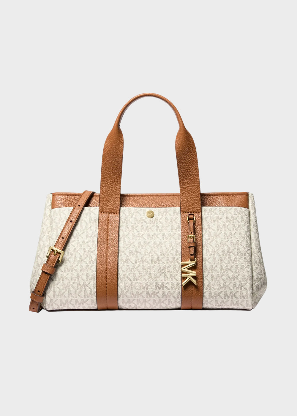 Borsa bauletto a mano Romee con tracolla e logo all over