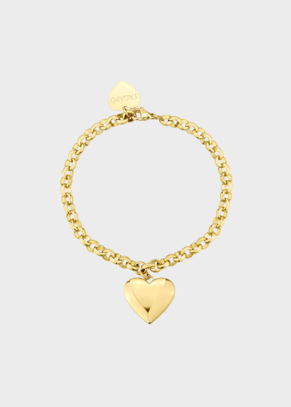 Bracciale catena Stellar in acciaio con finitura pvd oro 14k e pendente a forma di cuore