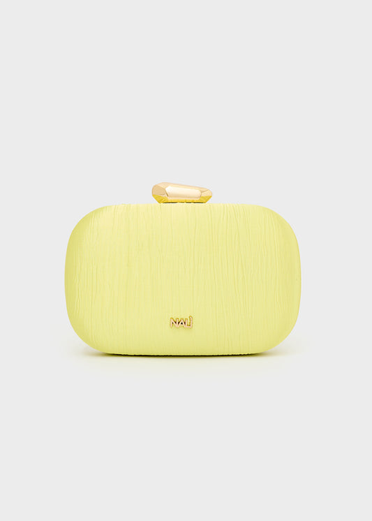 Clutch Nadine Plissé laminato con tracolla a catena