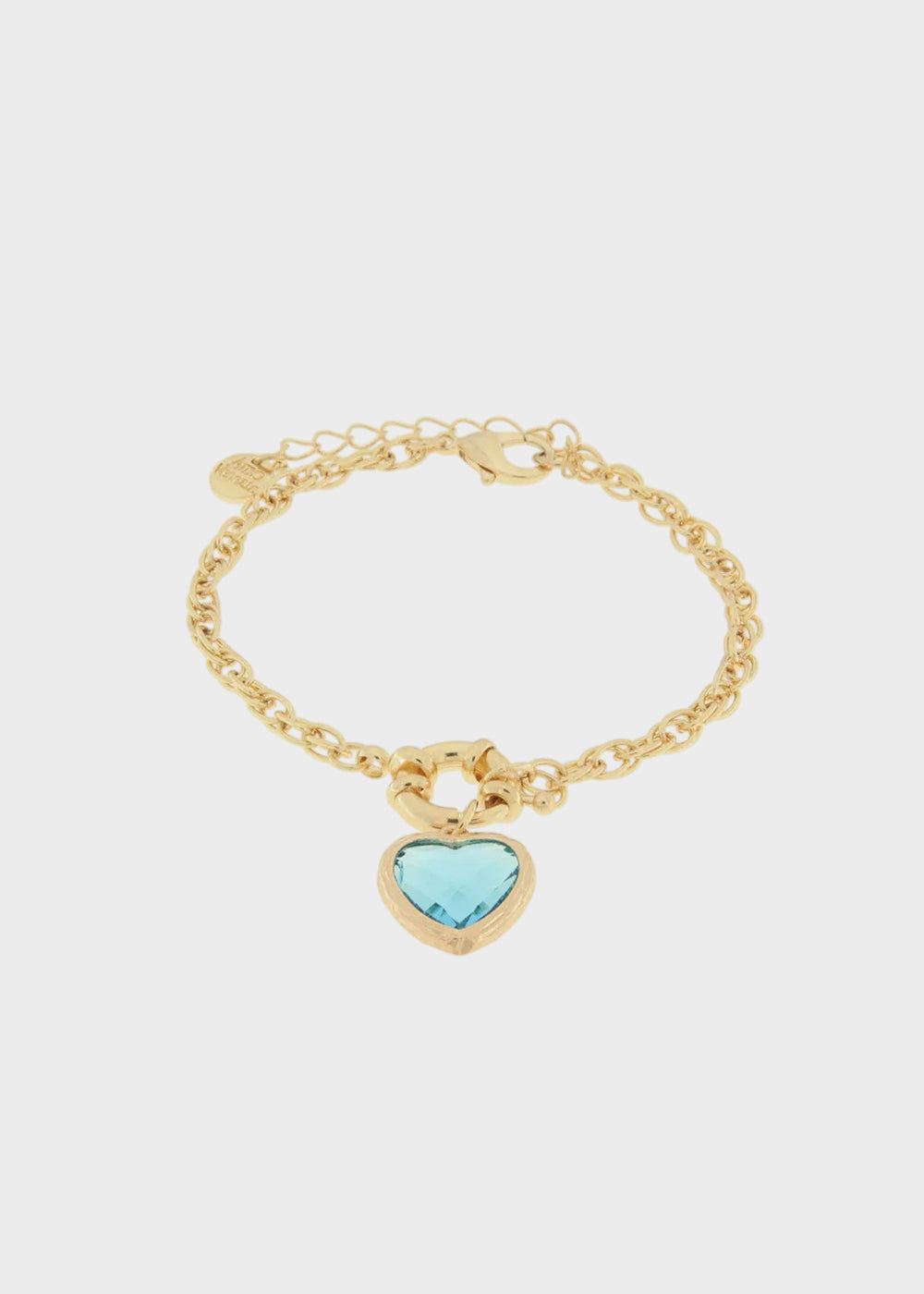 Bracciale in Metallo color oro con cuore azzurro