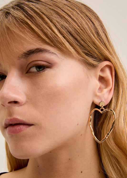 Thin Heart Drop Earrings