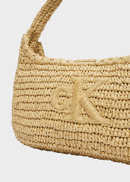 Borsa a spalla in Raffia con logo