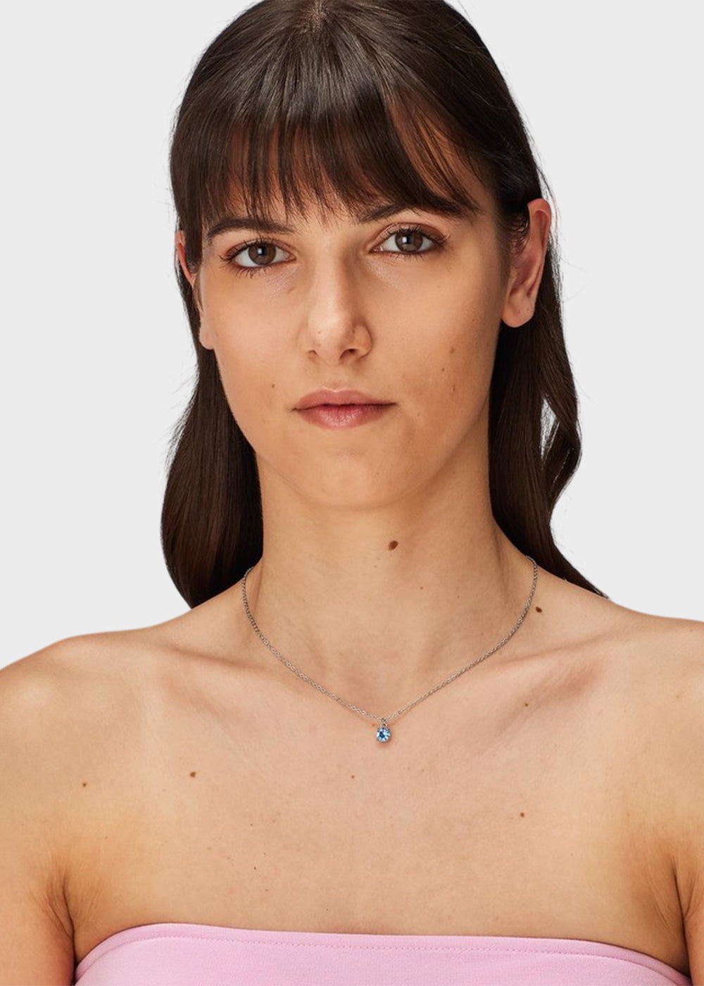 Collana Dazzly girocollo in acciaio e pendente centrale con pietra blu