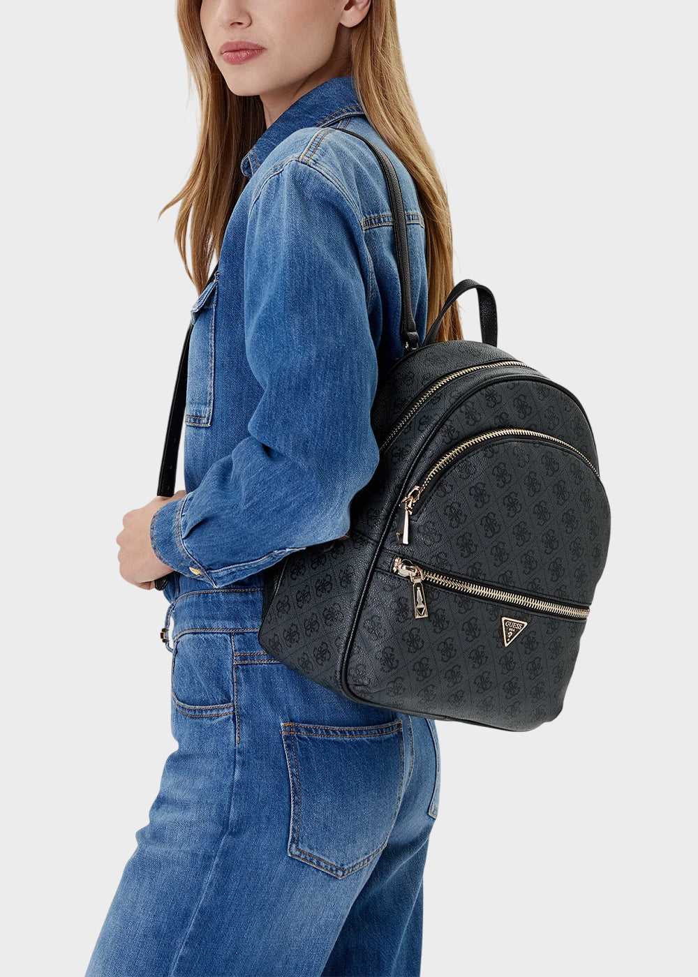 Zaino Manhattan II con tasche frontali e logo all over-2