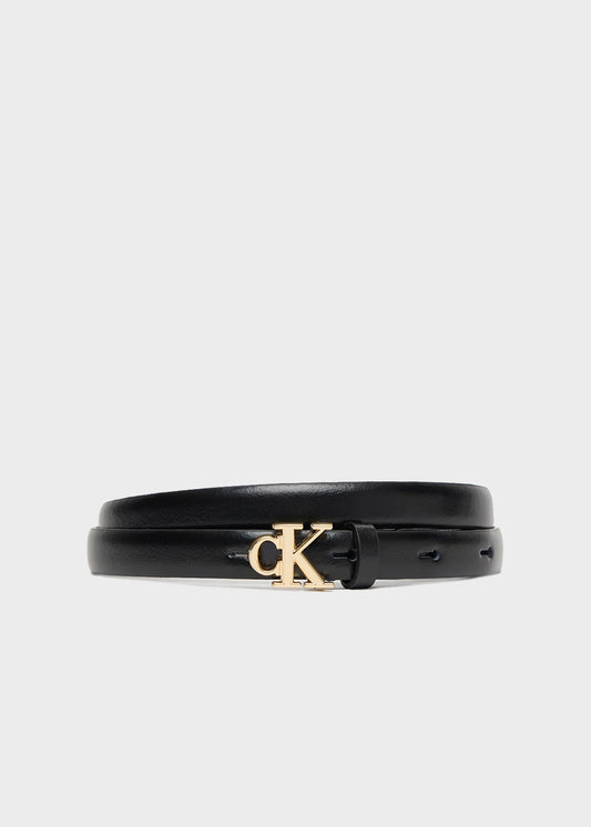 Skinny leather logo belt (1.4 cm)