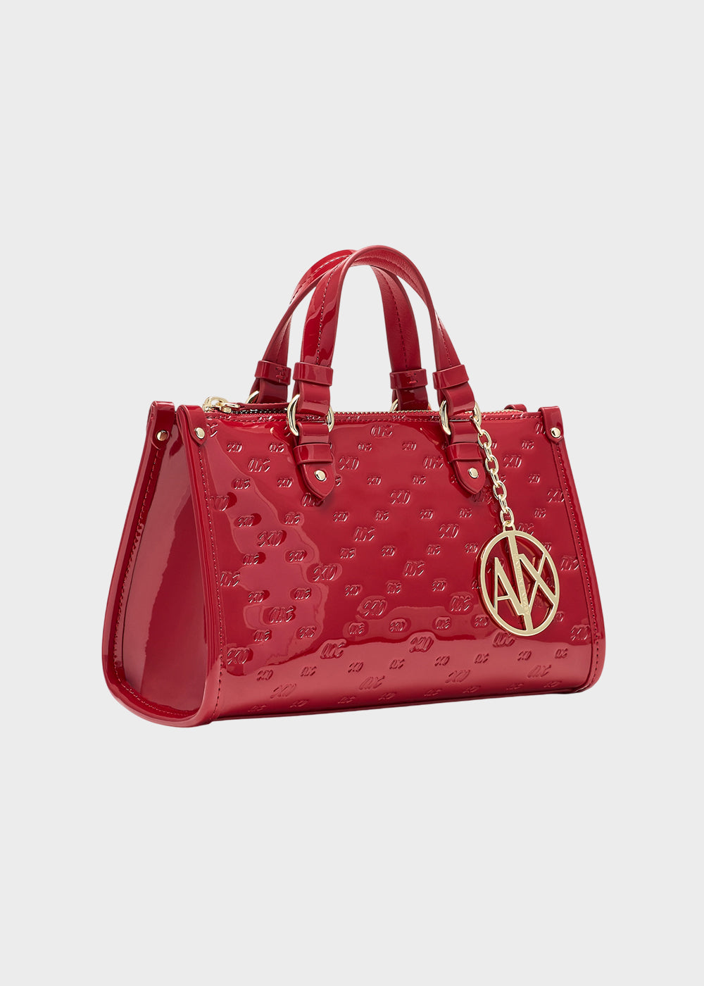 Borsa a mano Gynger Patent Bauletto S con tracolla, logo all over lucida-4