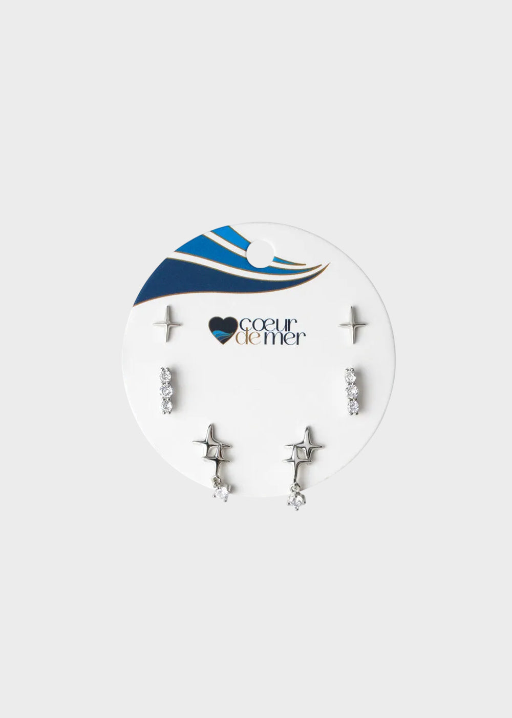 Orecchini in Metallo set da sei color argento con stelle e cristalli