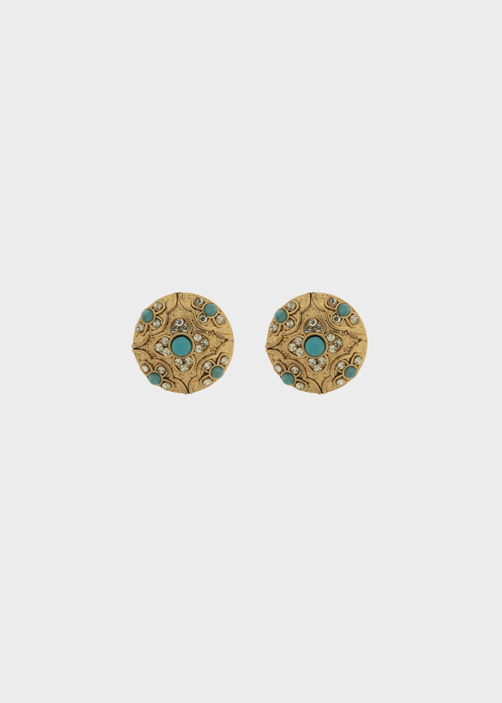 Orecchini tondi in Metallo color oro con perline tonde azzurre