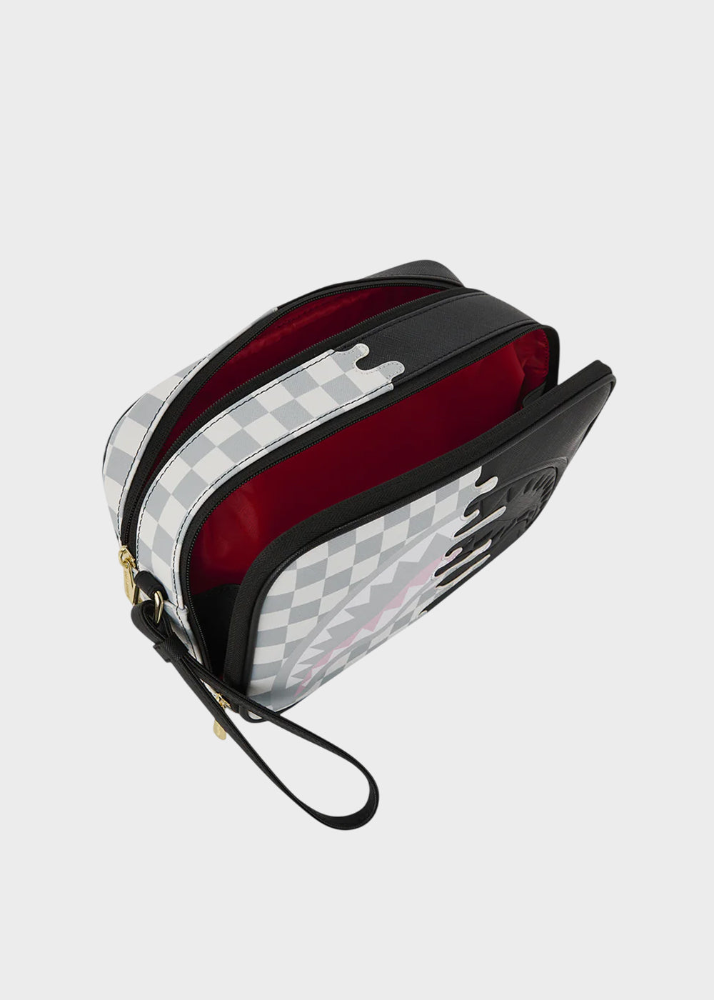 Pochette grande Cream Check Unfinished Shark con manico da polso