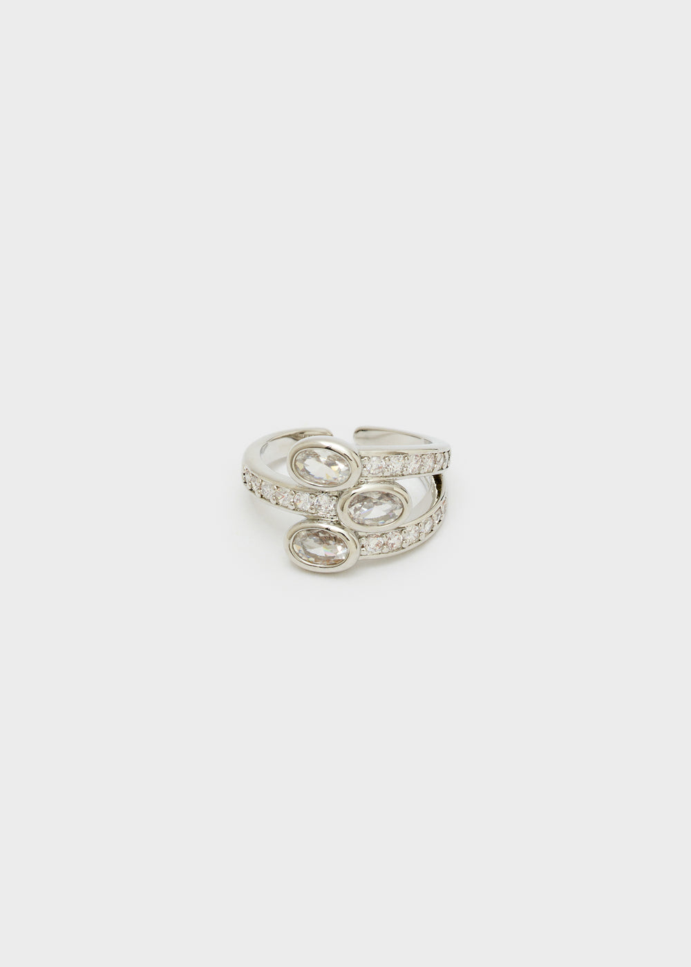 Anello tripla pietra color argento