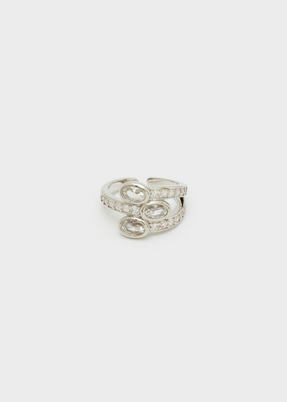 Anello tripla pietra color argento