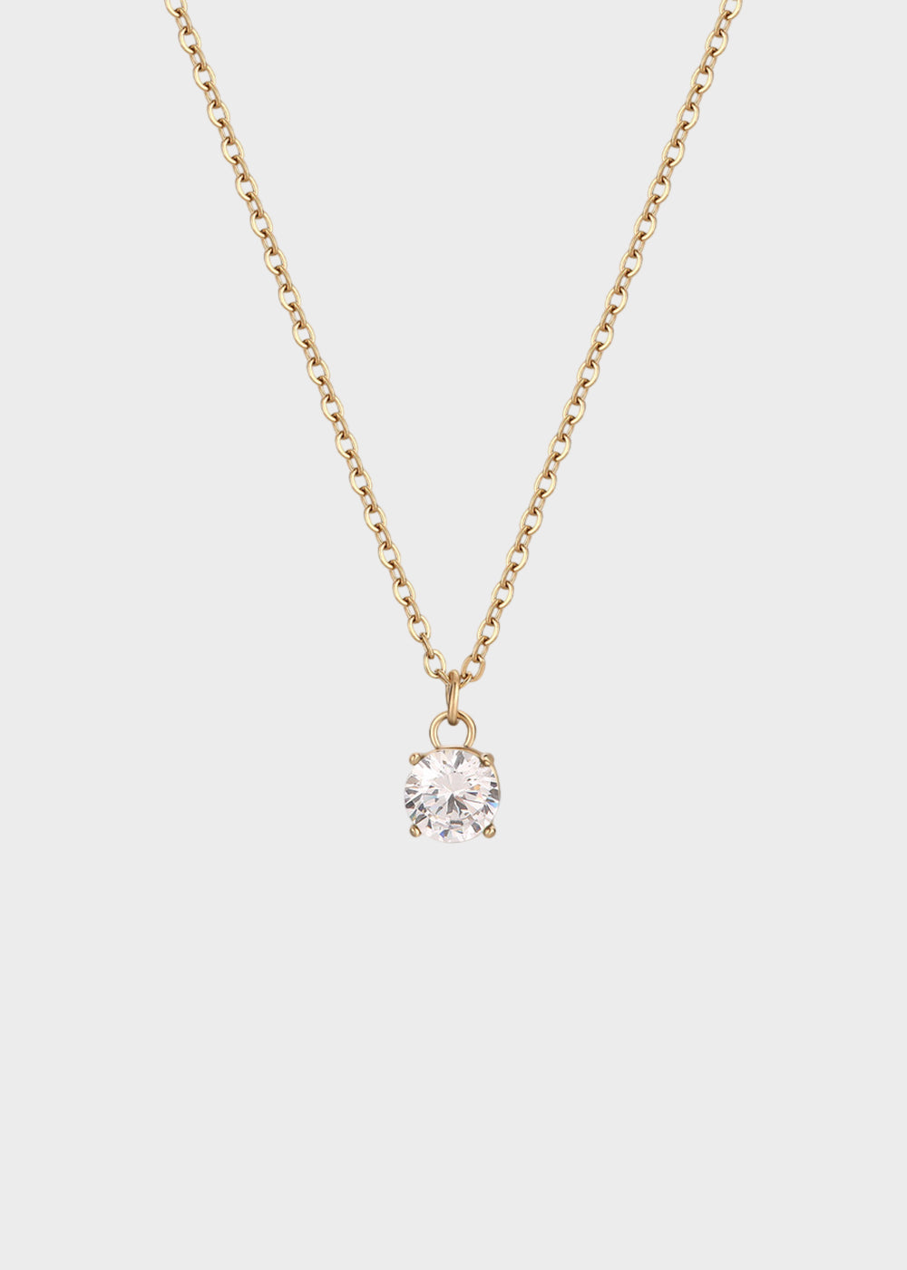 Collana Dazzly girocollo in acciaio con finitura pvd oro 14K e pendente centrale con pietra