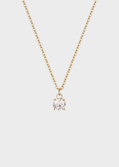 Collana Dazzly girocollo in acciaio con finitura pvd oro 14K e pendente centrale con pietra