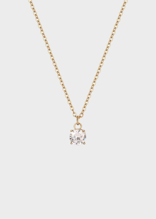 Collana Dazzly girocollo in acciaio con finitura pvd oro 14K e pendente centrale con pietra