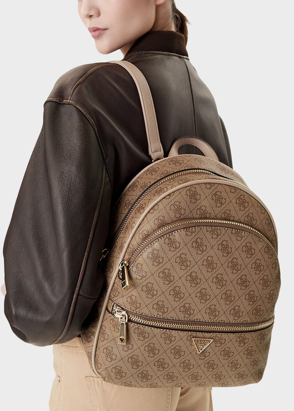 Zaino Manhattan II con tasche frontali e logo all over-2