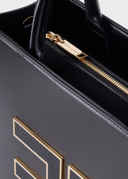 Large handbag with shoulder strap and logo