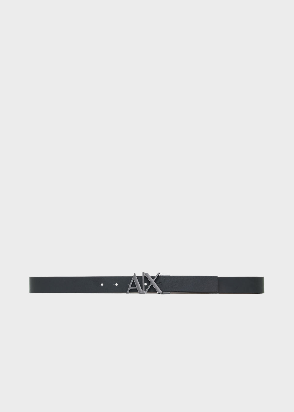 Cintura in pelle con placca AX reversibile nera e marrone (3 cm)-3
