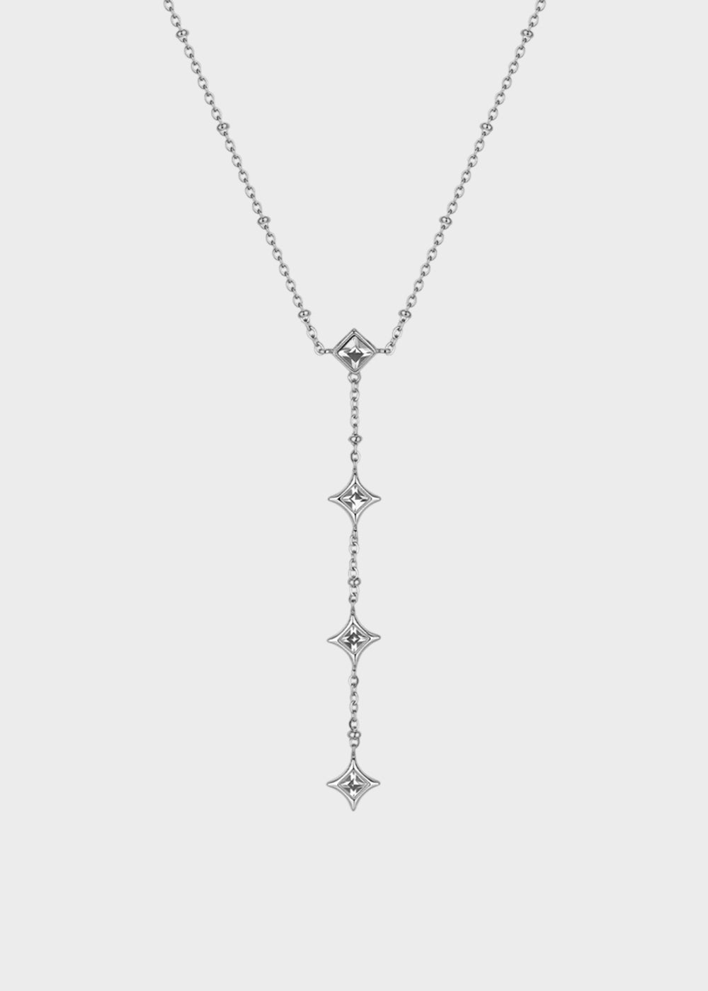 Collana Luce a "Y" in acciaio con pietre pendenti