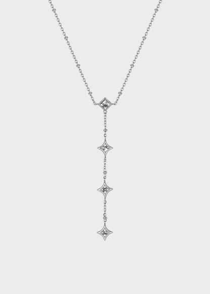 Collana Luce a "Y" in acciaio con pietre pendenti