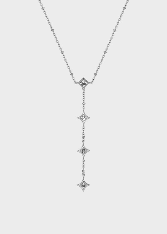 Collana Luce a "Y" in acciaio con pietre pendenti