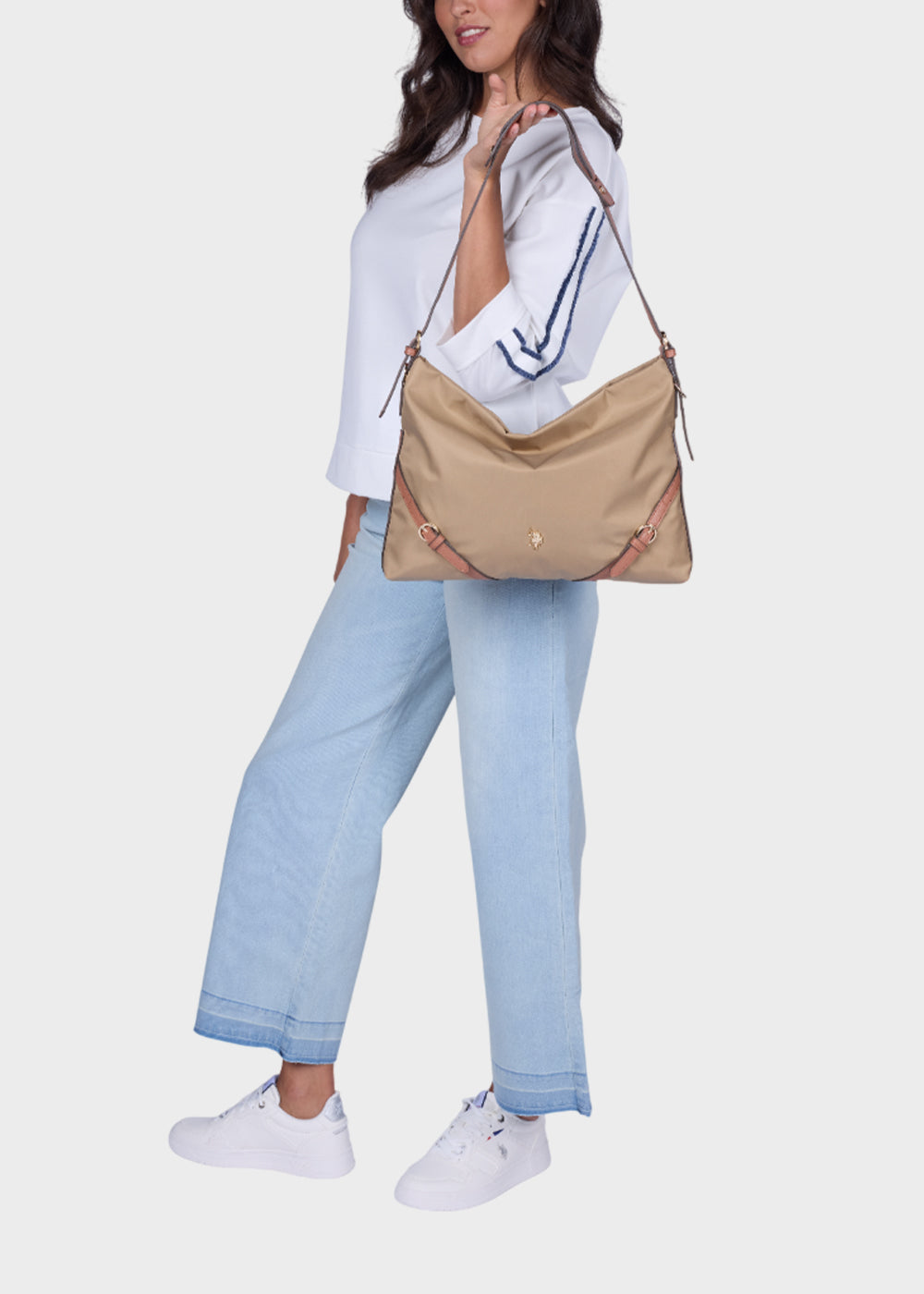 Borsa a spalla Houston Horizontal in tessuto con tracolla