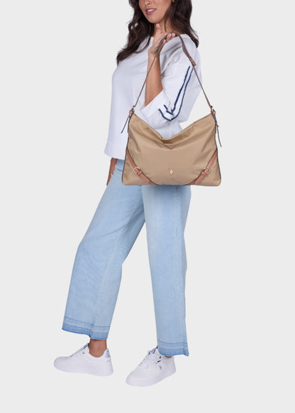 Borsa a spalla Houston Horizontal in tessuto con tracolla