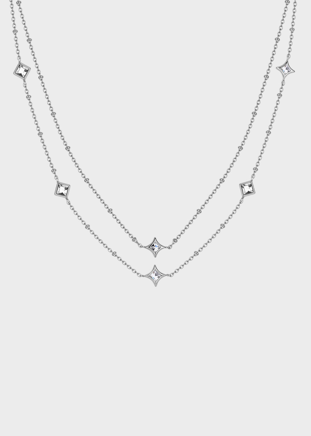 Collana Luce doppiofilo in acciaio con pietre