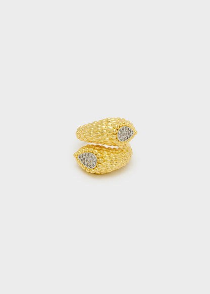 Anello doppio elemento lavorato oro