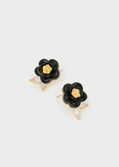 Orecchini Margherite con pietre nero
