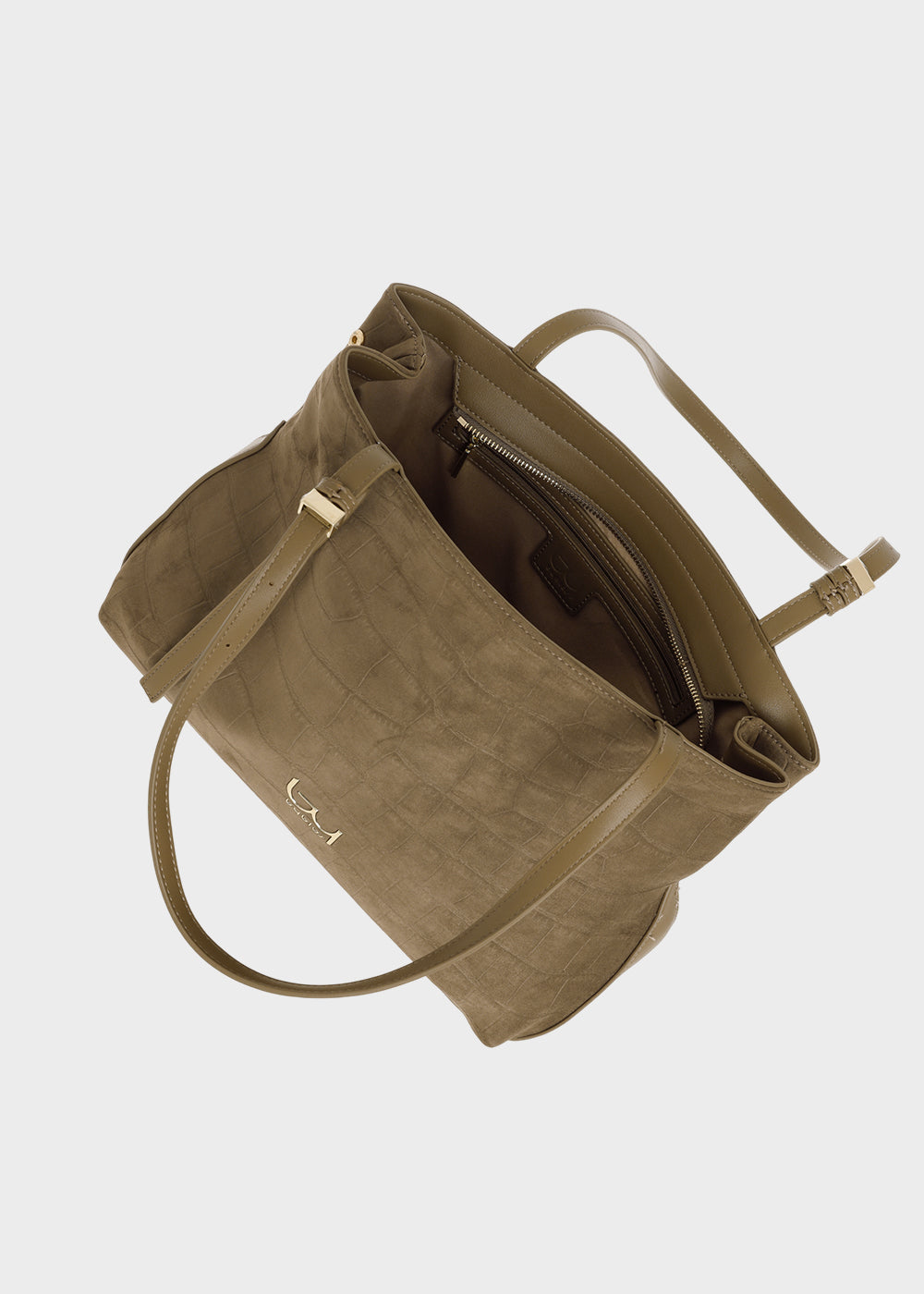 Borsa a spalla Lane con trama coccodrillo in effetto camoscio-3
