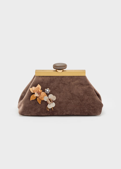 Pochette Malaga a mano con fiori e tracolla a catena