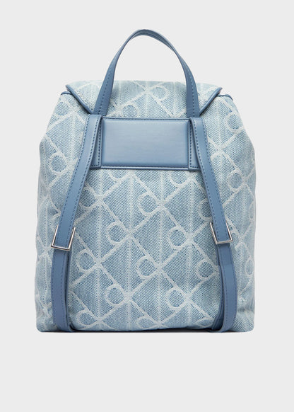 Zaino denim in jacquard con logo