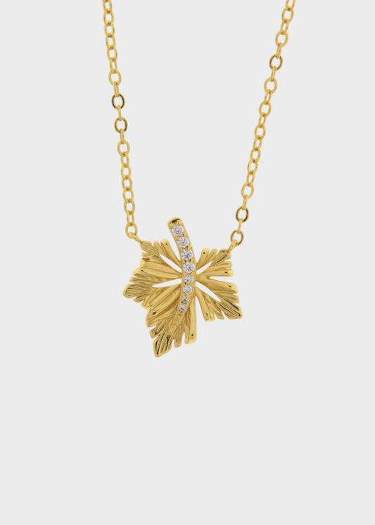 Collana in Metallo color oro con foglia