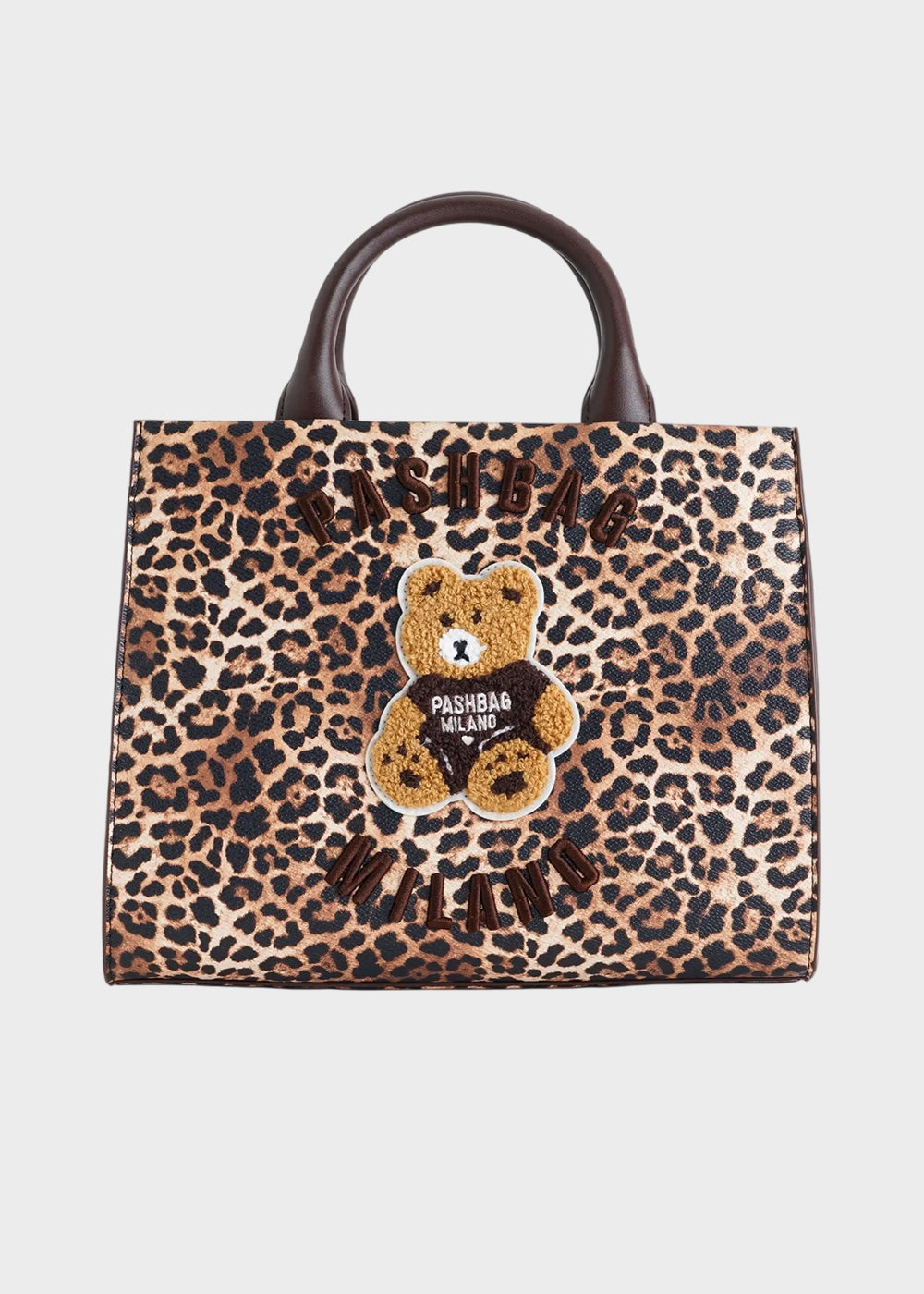 Borsa a mano Marge Leopard con tracolla e applicazione orsetto centrale Teddy