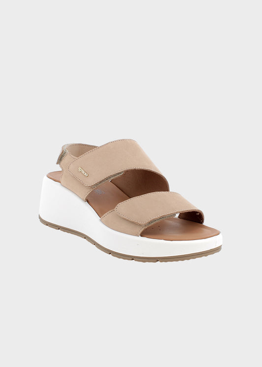 Sandalo con aperture a strappo anteriore e posteriore e zeppa (5,5 cm)