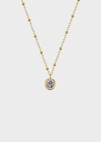 Collana Aurora girocollo in acciaio con finitura pvd oro 14K e cristallo pendente