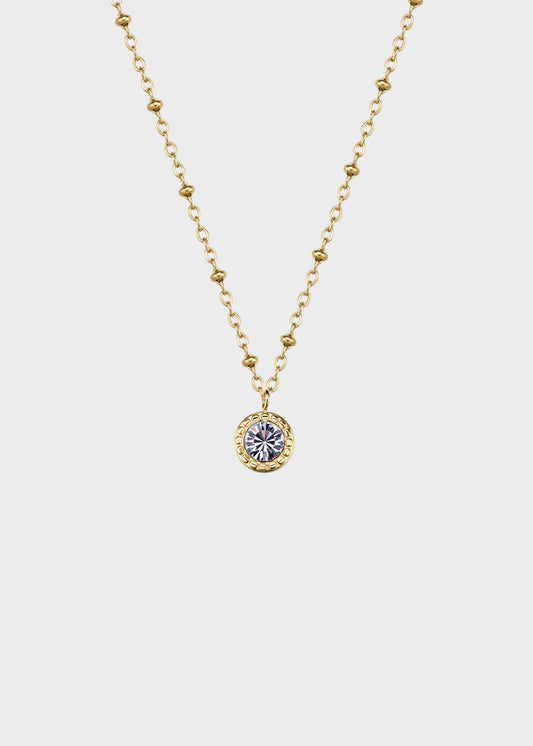 Collana Aurora girocollo in acciaio con finitura pvd oro 14K e cristallo pendente