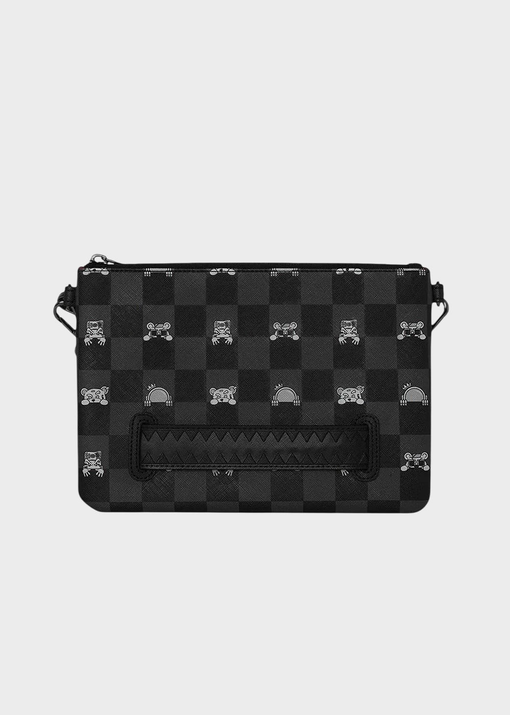 Pochette Gray Peeking Character Check con tracolla e manico da polso