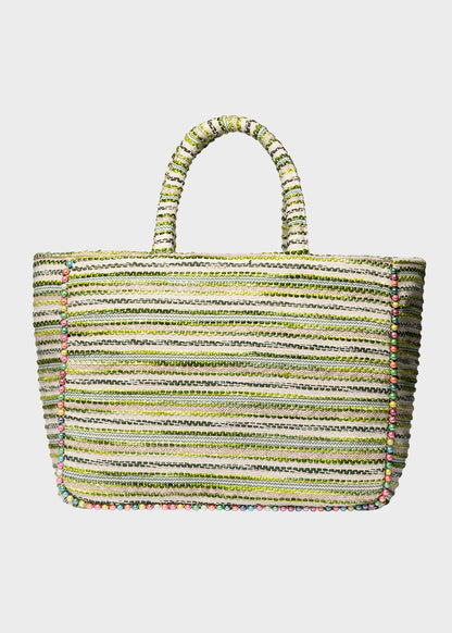 Borsa da Mare a mano Buby L Indy con tracolla, logo frontale e perline laterali