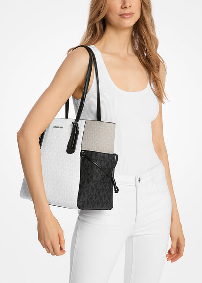 Borsa tote Voyager grande con stampa logo color block