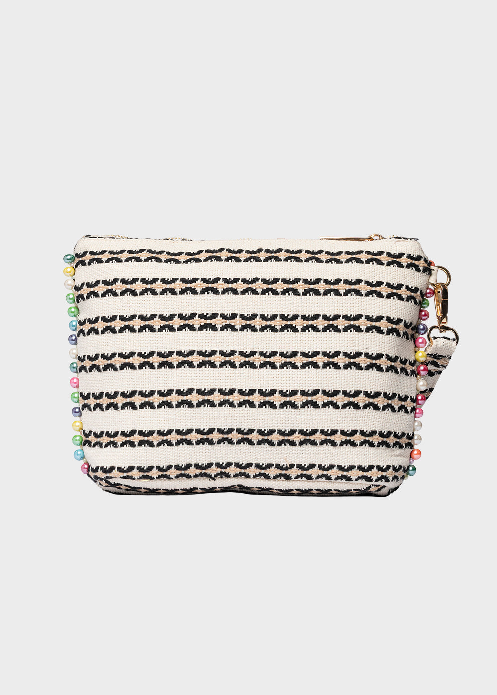 Pochette da Mare in tessuto Cassy Indy con perline laterali e manico rimovibile