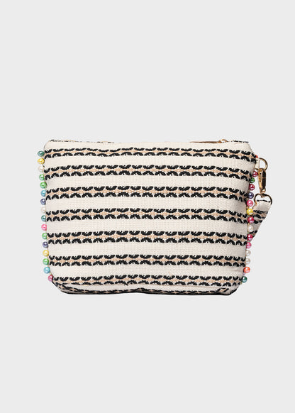 Pochette da Mare in tessuto Cassy Indy con perline laterali e manico rimovibile