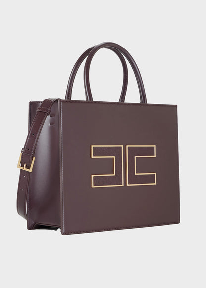 Large handbag with shoulder strap and logo