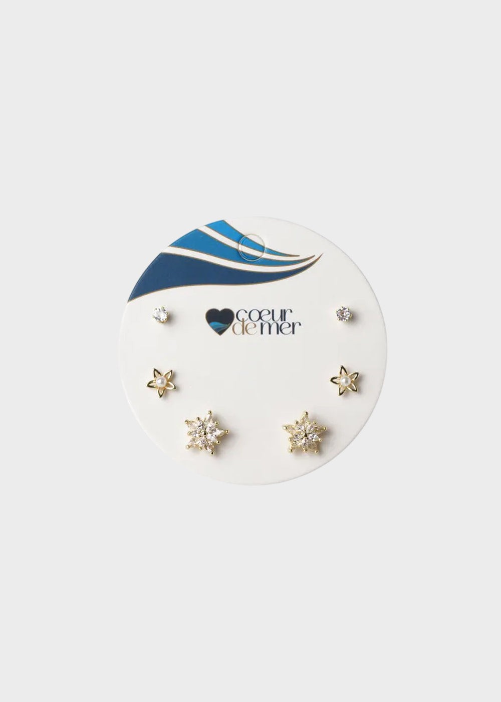 Orecchini in Metallo set da sei color oro con fiori e cristalli